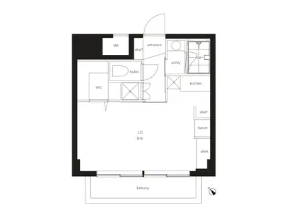 東山スカイマンション(ワンルーム/6階)の間取り写真