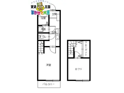 RIMYハイツ新大工壱番館(1K/2階)の間取り写真