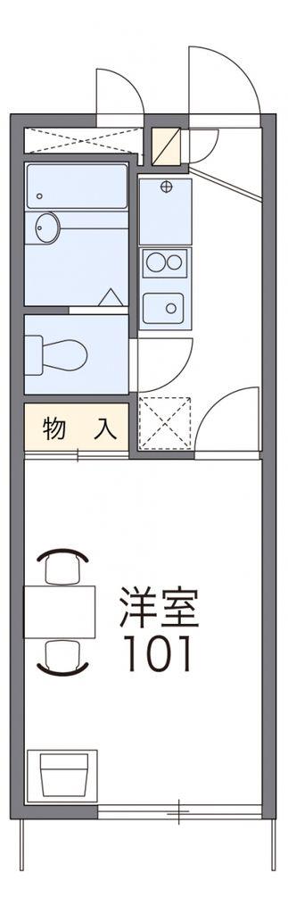 レオパレス朝日(1K/1階)の間取り写真