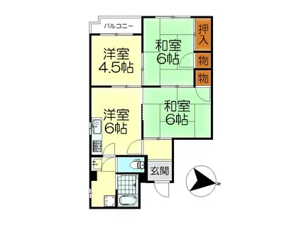 タニモトビル (3DK/2階)の間取り写真