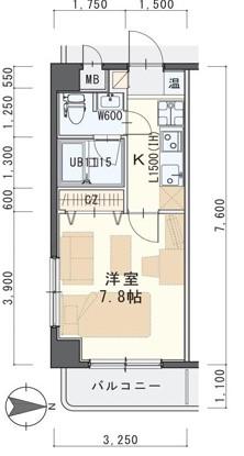 IN-TOWNER木町(1K/4階)の間取り写真