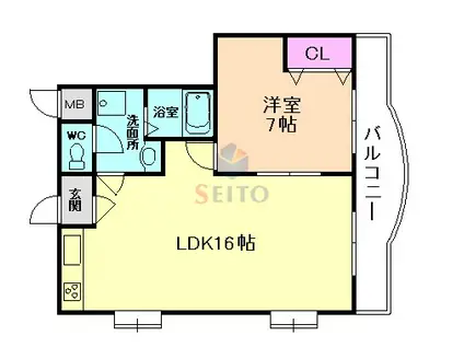 第21プロビナンス村橋(1LDK/2階)の間取り写真