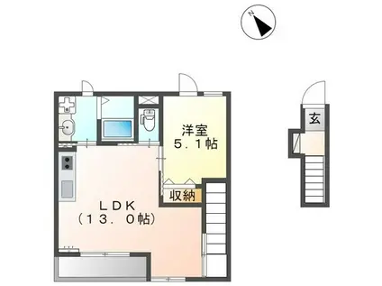 オレンジ コート(1LDK/2階)の間取り写真