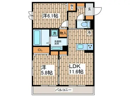 ディアコート(2LDK/3階)の間取り写真