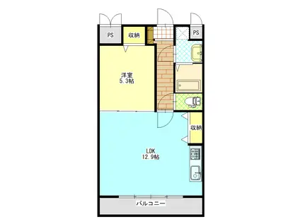 メゾンドボヌール(1LDK/2階)の間取り写真