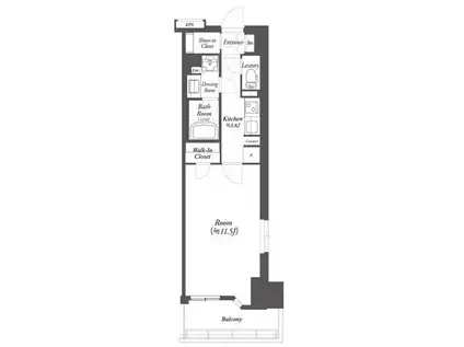 ワーブ横浜伊勢佐木町(1K/4階)の間取り写真