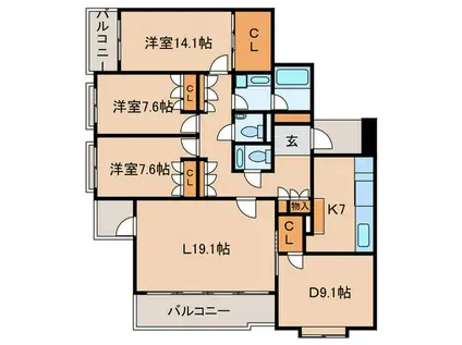 テラス成城(3LDK/2階)の間取り写真