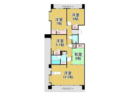 レジオン堀江1101(4LDK/11階)の間取り写真