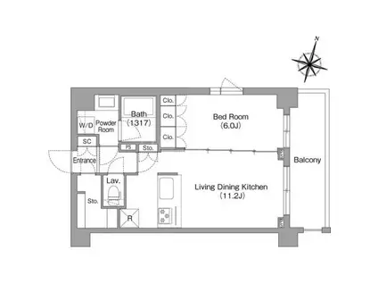 コンフォリア・リヴ南六郷(1LDK/3階)の間取り写真