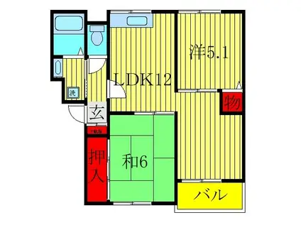 フェニックスA(2LDK/1階)の間取り写真