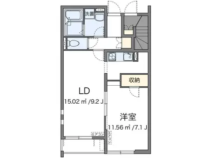 クレイノマルイチ曙川(1LDK/2階)の間取り写真