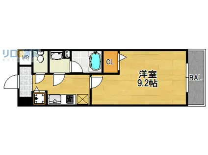 プレミア ウエイブ(1K/2階)の間取り写真