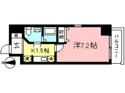 ロジェ府中(1K/4階)の間取り写真