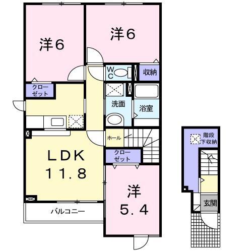 グレイスヴィラサンヨーG(3LDK/2階)の間取り写真