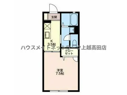 ルミエールK(1K/2階)の間取り写真