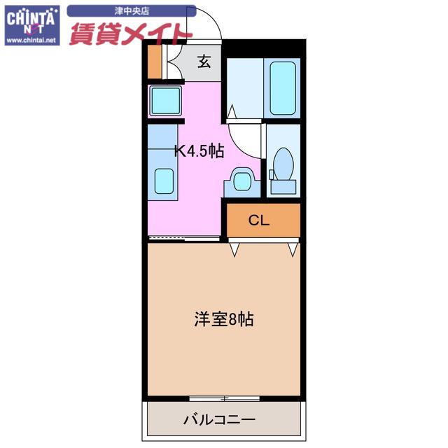 タウンコートII世(1K/3階)の間取り写真