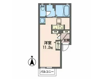 カーム連坊(ワンルーム/2階)の間取り写真