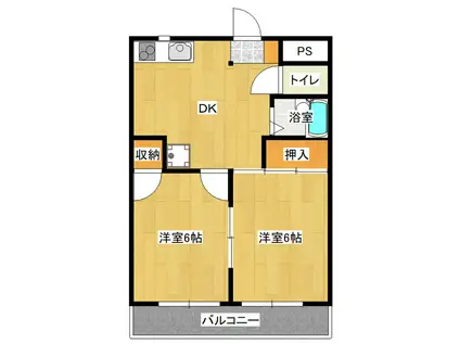 セル ド ショコラ(2DK/1階)の間取り写真