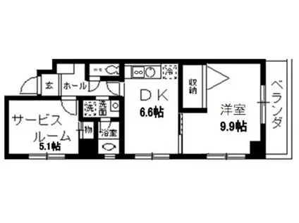 ソレール猿江(1SDK/6階)の間取り写真