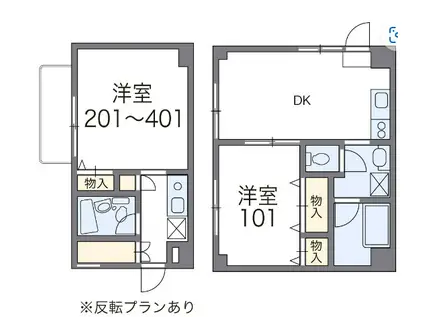レオパレスエレガンスつくば(1K/2階)の間取り写真
