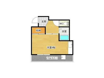 アルペン山彦(ワンルーム/2階)の間取り写真