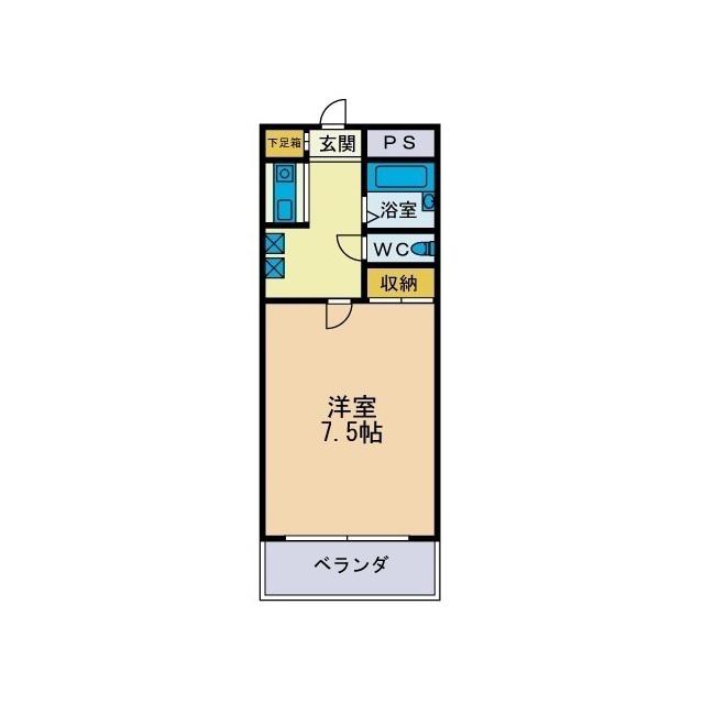 パルム松枝(1K/4階)の間取り写真
