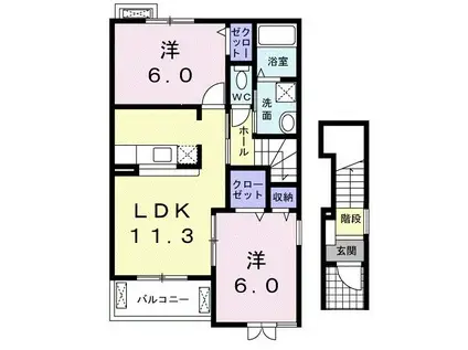 シルエーラ.II(2LDK/2階)の間取り写真