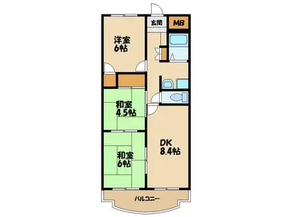 ヴェルドミール富士見(3DK/2階)の間取り写真