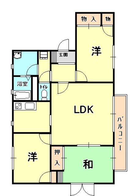山手ハイツ(3LDK/1階)の間取り写真