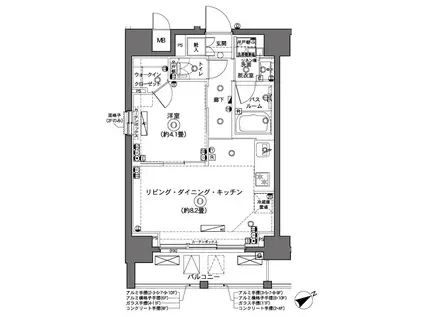 ZOOM横浜(1LDK/7階)の間取り写真