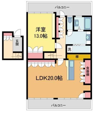 メゾン西宮(1LDK/1階)の間取り写真