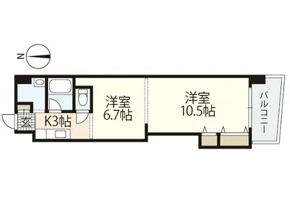 パステロアロッジオ45東蟹屋(2K/9階)の間取り写真