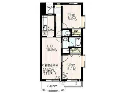 ラーク上北台(2LDK/3階)の間取り写真