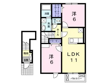 フェリスタ赤磐(2LDK/2階)の間取り写真