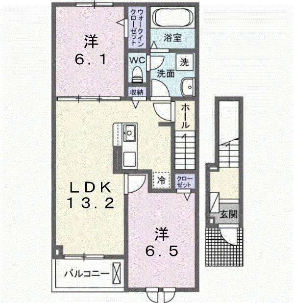 関東鉄道常総線 ゆめみ野駅 徒歩10分 2階建 新築(2LDK/2階)の間取り写真
