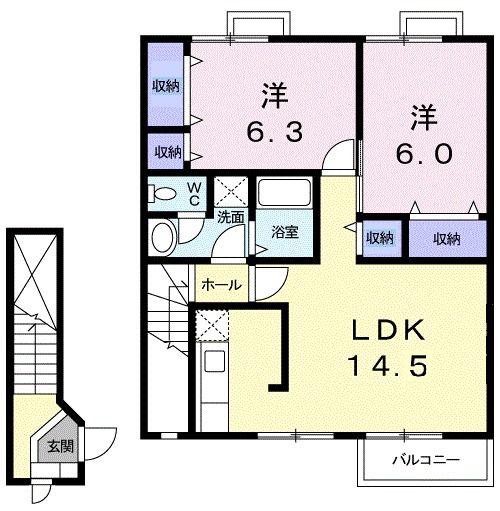 ミルクヴェッチ(2LDK/2階)の間取り写真