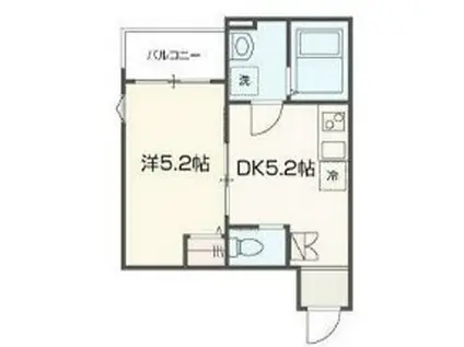 MELLAS西大宮III(1DK/2階)の間取り写真