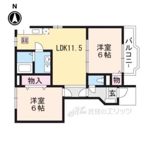 ニュー・カームⅡ(2LDK/2階)の間取り写真