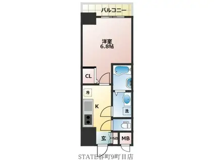 エスリード大阪上本町ブランジュ(1K/4階)の間取り写真