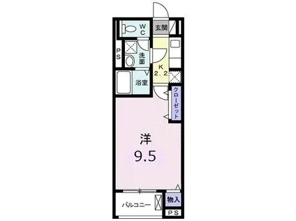 アコリエンテ(1K/1階)の間取り写真