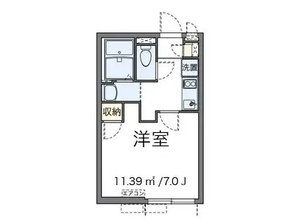 プチフルール(1K/1階)の間取り写真