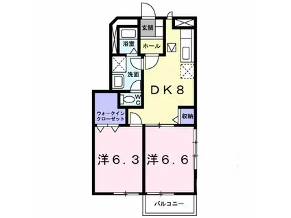 サーフシティ(2LDK/1階)の間取り写真