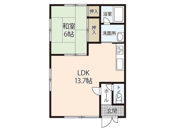友国アパート(1LDK/1階)の間取り写真