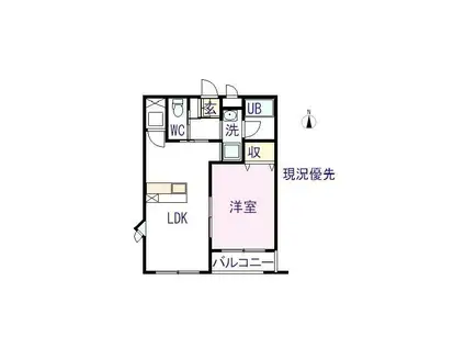 ピースタウン・ラ・グランコート(1LDK/2階)の間取り写真