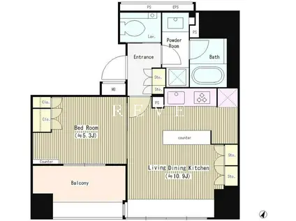 パークリュクス西麻布(1LDK/2階)の間取り写真