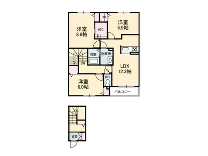 シャ一メゾン華城(3LDK/2階)の間取り写真