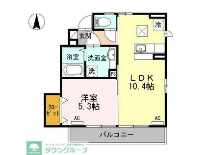 エスト・サンドエル(1LDK/1階)の間取り写真