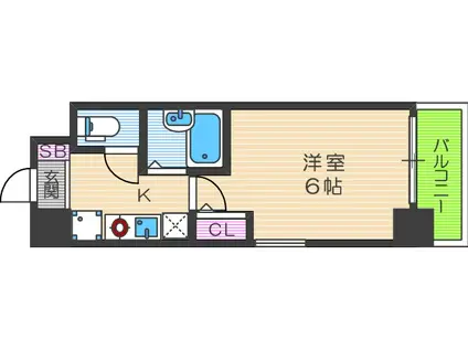 エスリード梅田東(1K/4階)の間取り写真