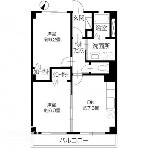 グローリー上の町(2DK/3階)の間取り写真