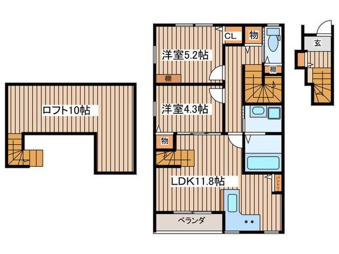 VIVALES宮千代(2LDK/2階)の間取り写真
